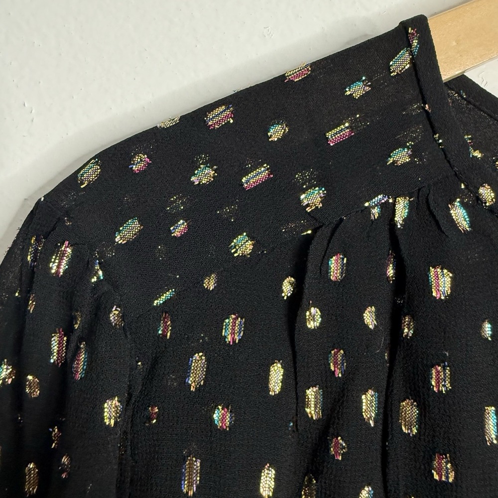 NWT Ann Taylor Metallic Clip Shirred Top‎ Black Medium Minimalist Career Office - Picture 8 of 12